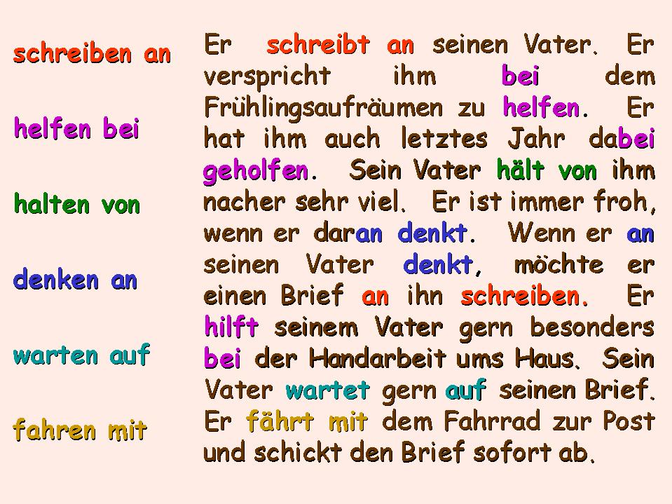 Deutsch Im Netz Special German Verb Combinations Transparency Slides