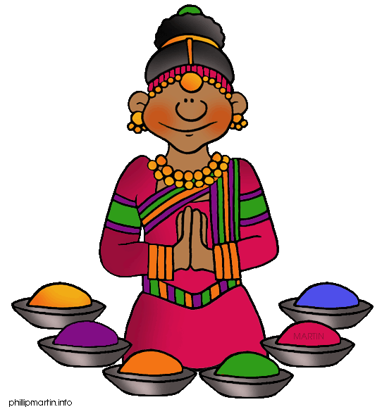 Hindi woman with colorful powders